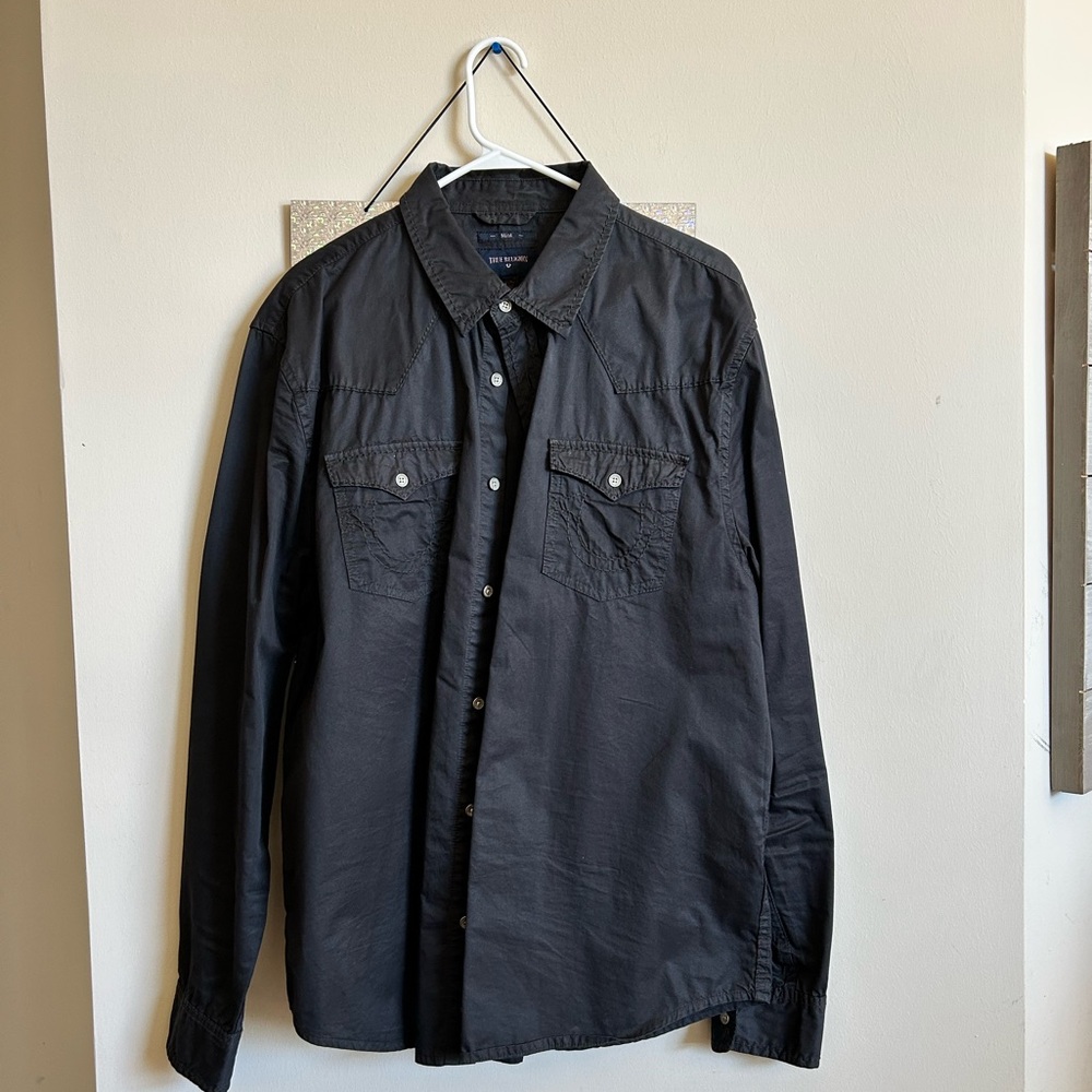True Religion black button down Size XL
